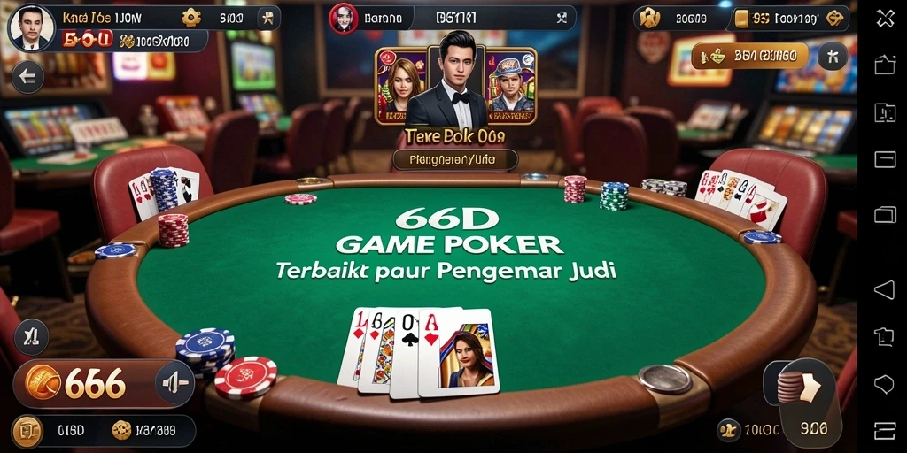 Tampilan gameplay Poker yang menarik dan seru di 66D.