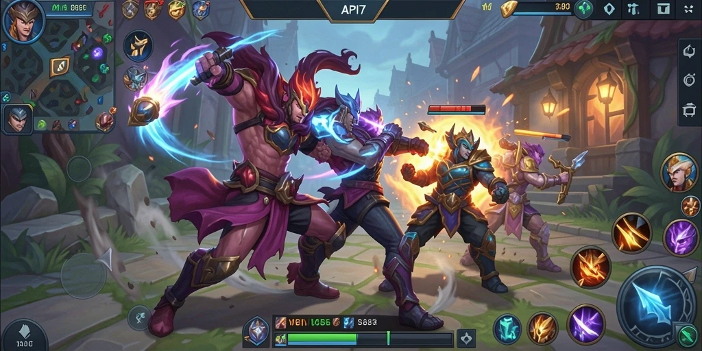 Tangkapan layar gameplay <strong>API77</strong> yang menunjukkan aksi pertarungan seru.