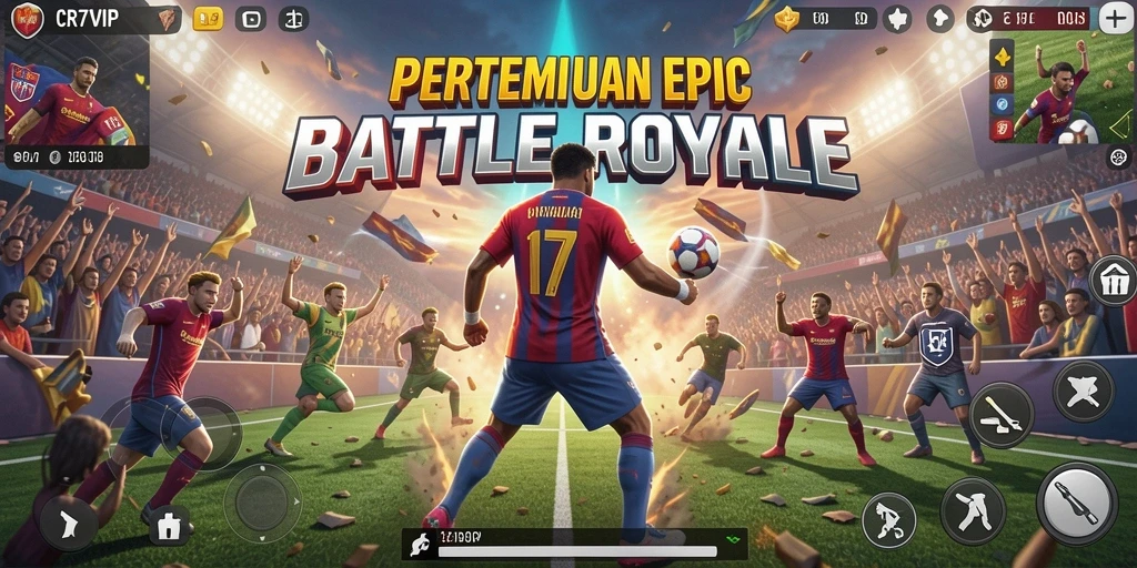Tangkapan layar dari gameplay menegangkan di CR7VIP Battle Royale.