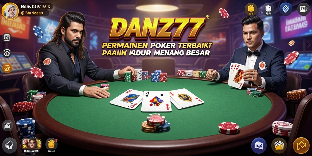 Screenshot menunjukkan permainan Poker yang seru dan kompetitif.