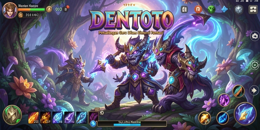 Tangkapan layar DENTOTO menampilkan aksi pertarungan yang mendebarkan dalam dunia fantastis.