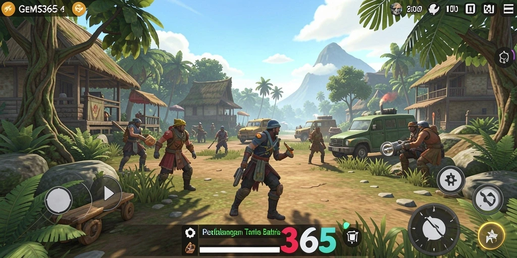 Tampilan gameplay GEMS365 menunjukkan keindahan dunia terbuka yang bisa dijelajahi.