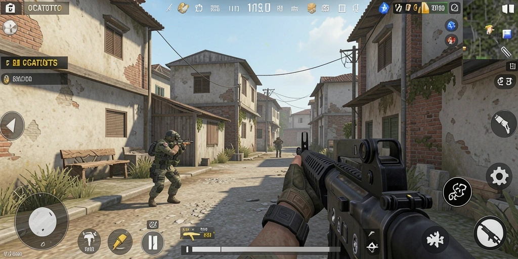 Gameplay seru OCATOTO dengan pertempuran FPS yang mendebarkan.