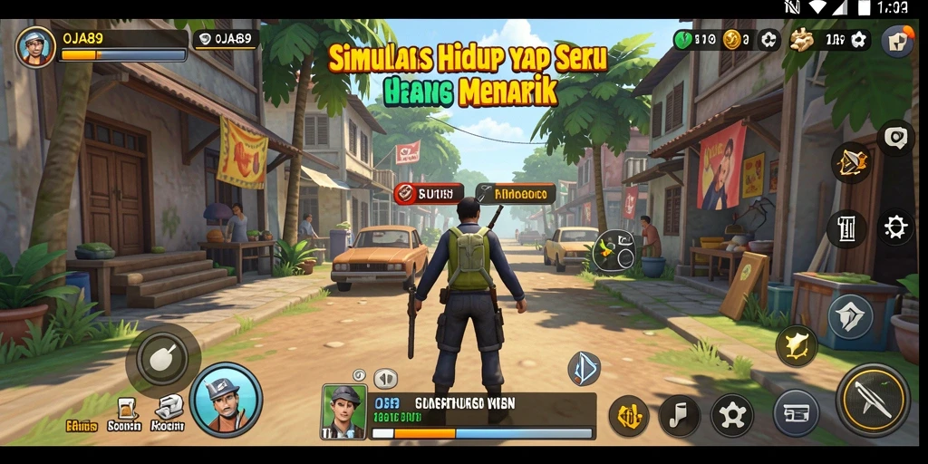 Screenshot menampilkan gameplay OJA89 dalam simulasi kehidupan.