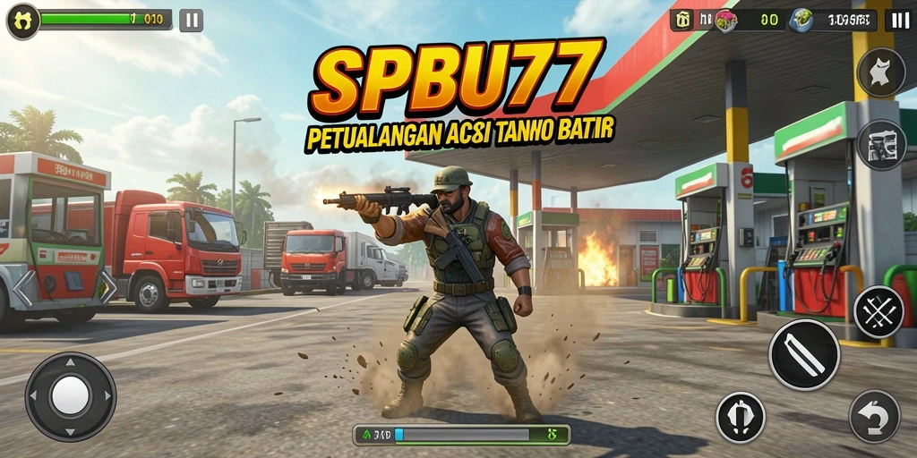 Tampilan gameplay SPBU77 yang intens dan seru.