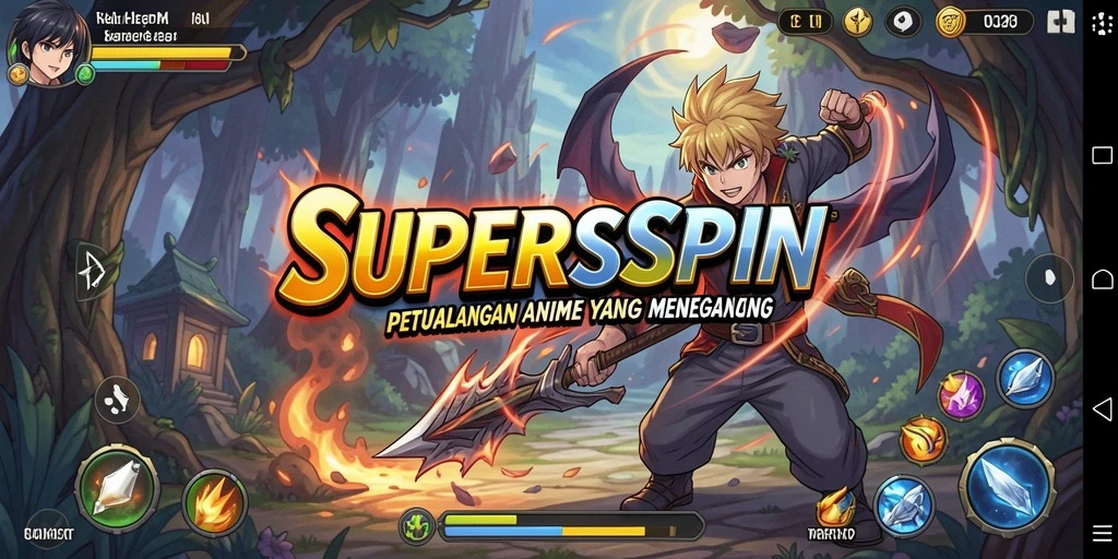 Tampilan superior dari gameplay SUPERSPIN yang menakjubkan.