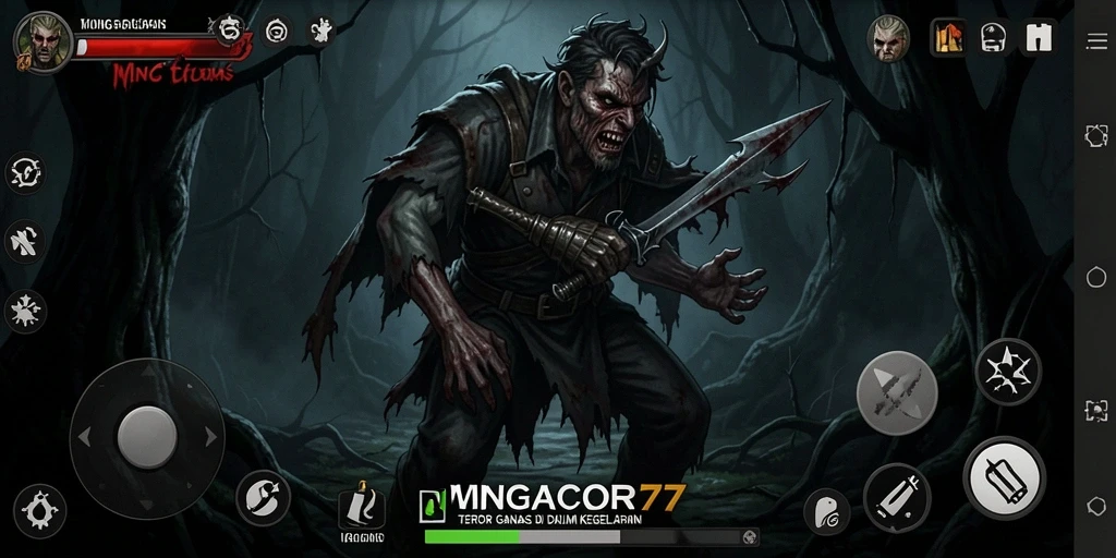 Screenshot gameplay WINGACOR77 menampilkan kegelapan dan teror yang mendebarkan.